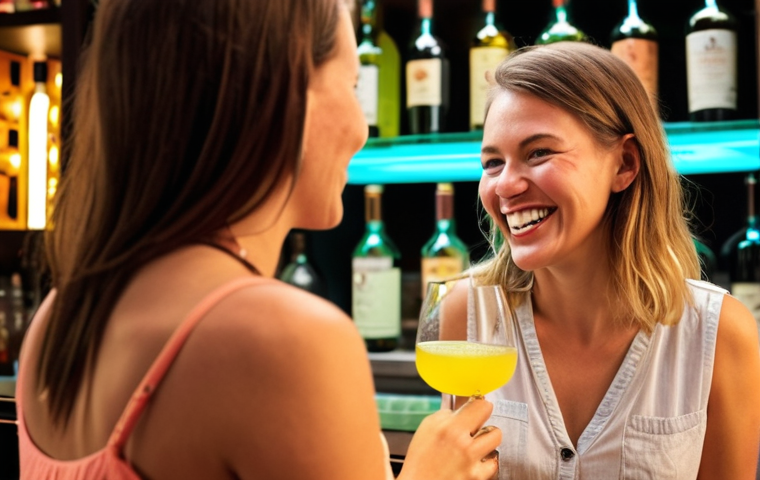 **

"A brightly lit, modern bar setting. A woman is laughing with a friend, holding a slim glass of dry white wine. In the background, a bartender is preparing a colorful mocktail with fresh fruit and herbs. Focus on the healthy choices and social enjoyment, not excessive drinking. Soft, diffused lighting, upscale casual atmosphere, Dutch bar style."

**